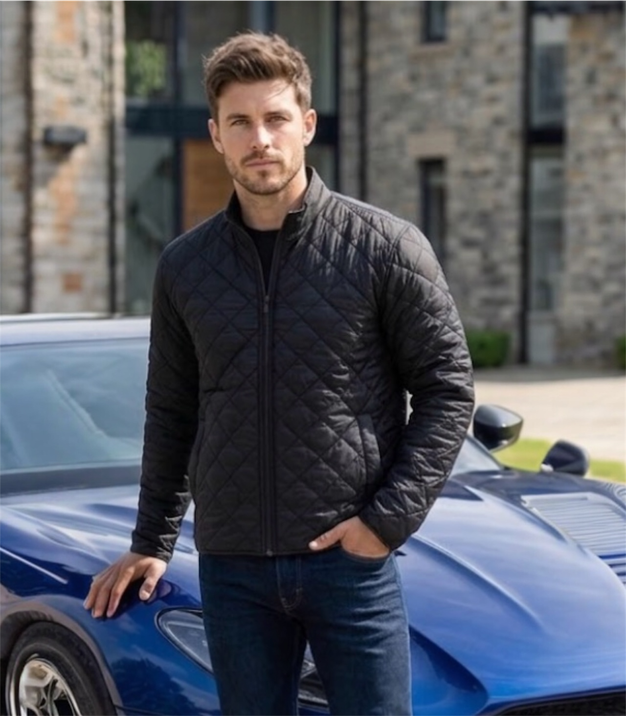 Asani Viani Men's Quilted Full-Zip Jacket (Embroidery)