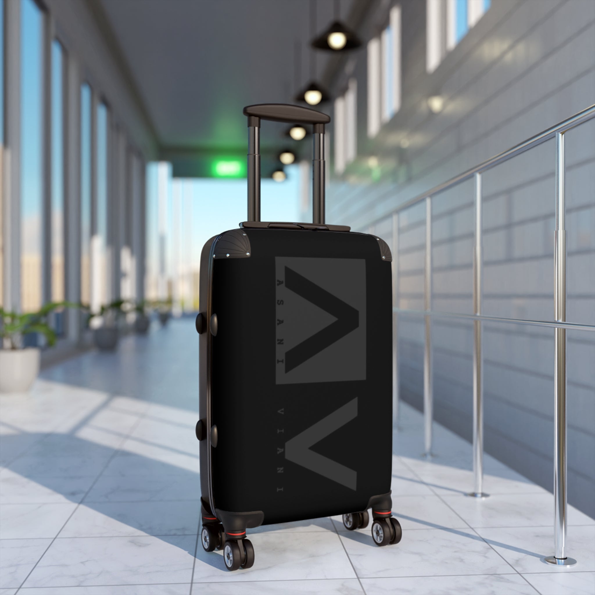 Minimalist Black Carry-On Suitcase — Sleek Travel Luggage with Spinner Wheels