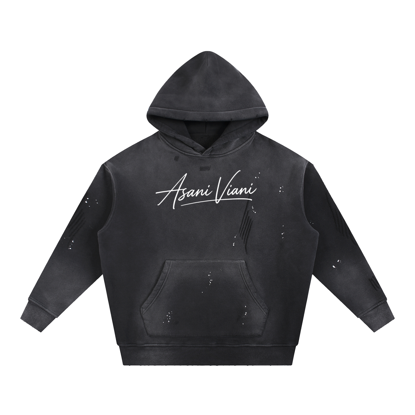 Vintage Washed Frayed Fleece Hoodie