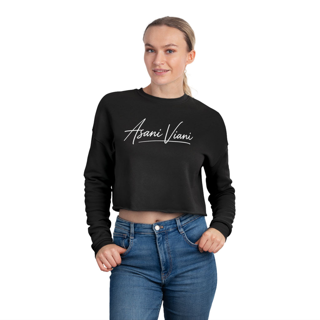 Crop Sweatshirt — 'Asani Viani' Script Logo Women's Cropped Pullover