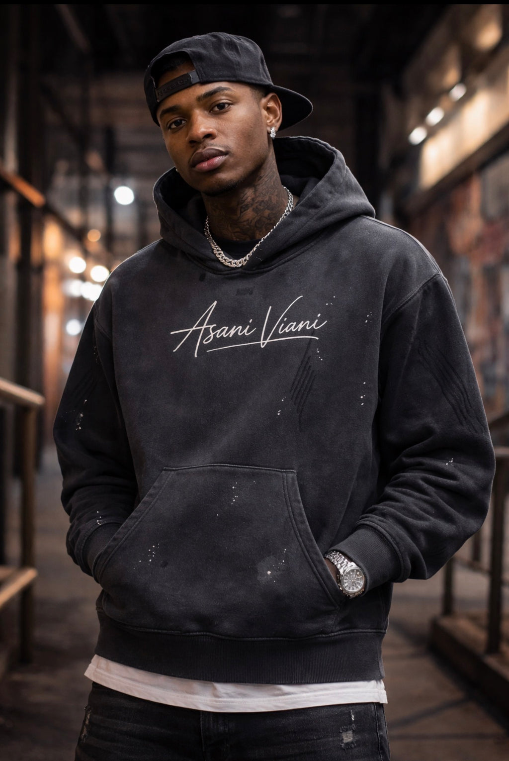 Vintage Washed Frayed Fleece Hoodie